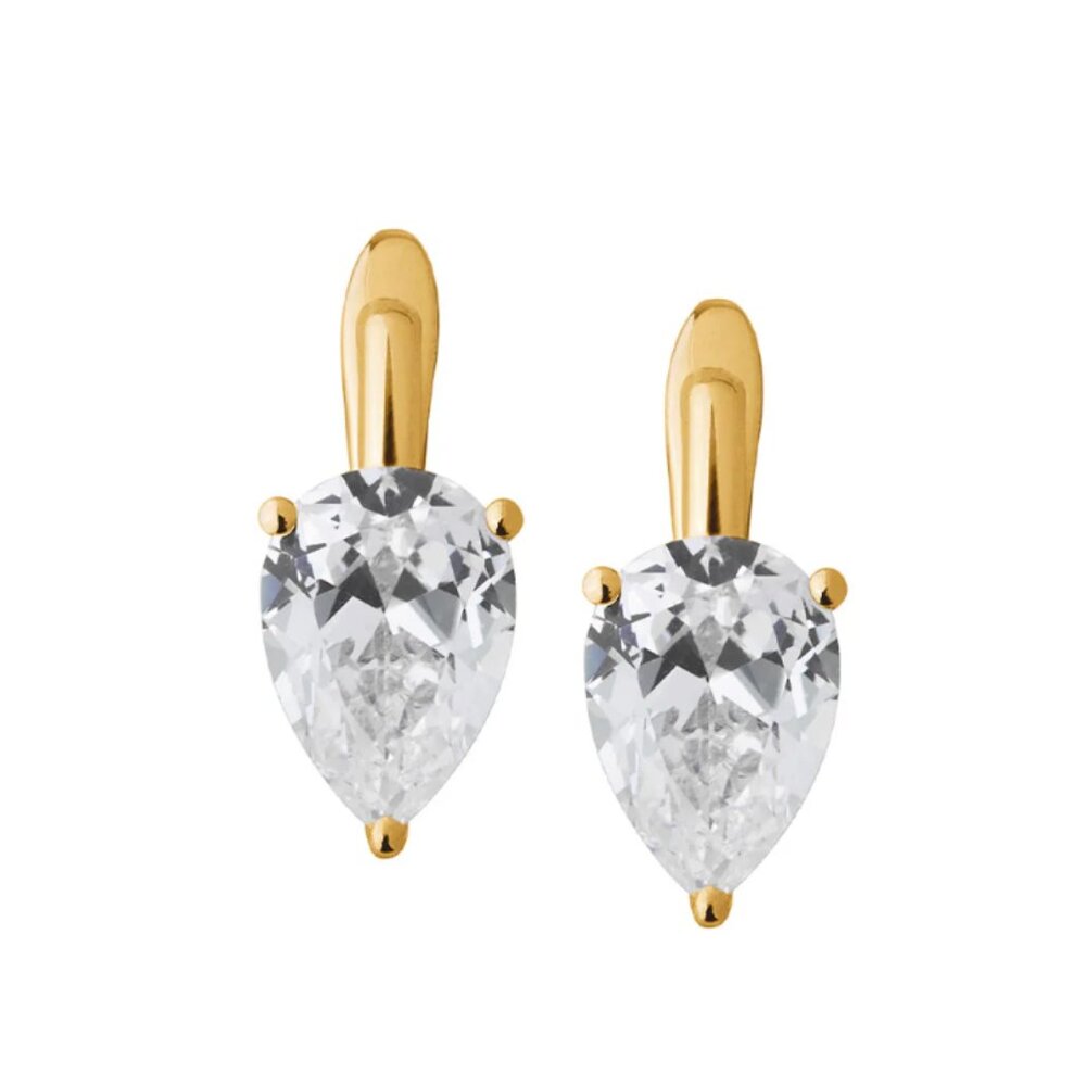 DORSEY PORTER PEAR-CUT EARRINGS IN LAB WHITE SAPPHIRE ,18K GOLD VERMEIL